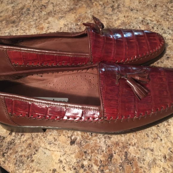 Like New mens real leather crocodile shoes leather Italy 10 M - Picture 8 of 9